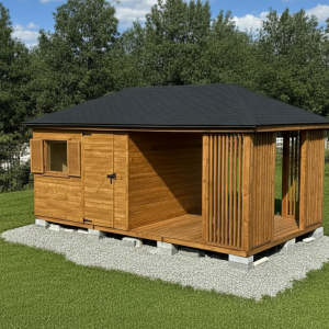 domek drewniany z altaną 3x6